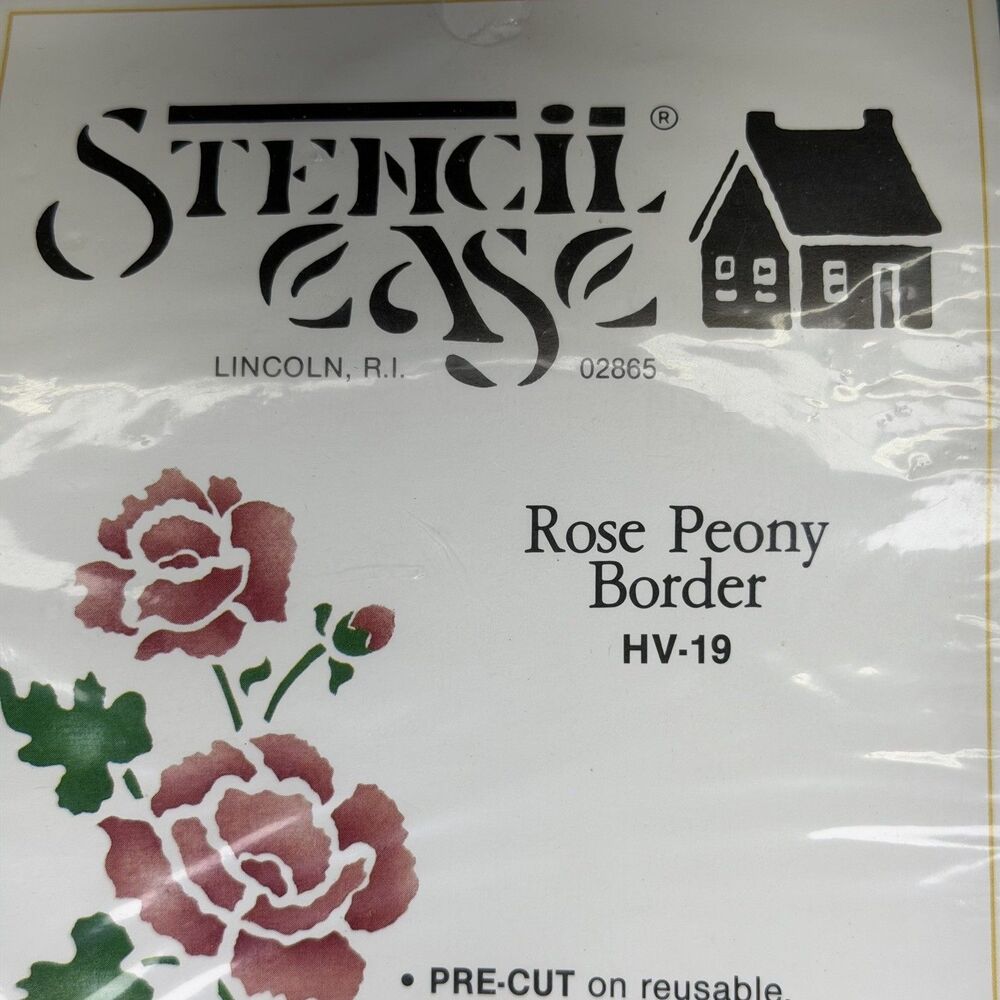 Rose Peony Border HV-19 Stencil Ease Vintage DIY New Old Stock Wall Decor
